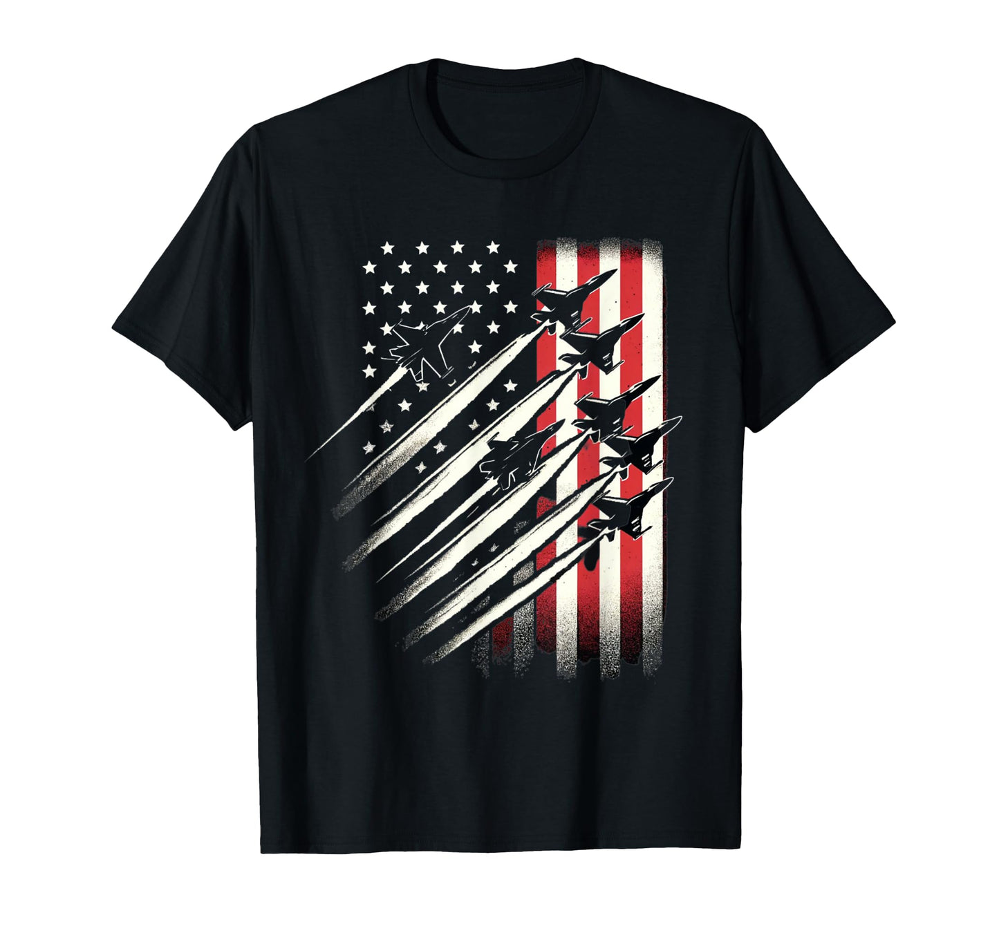 USA Flag Fighter Jets Patriotic America Memorial July 4th T-Shirt