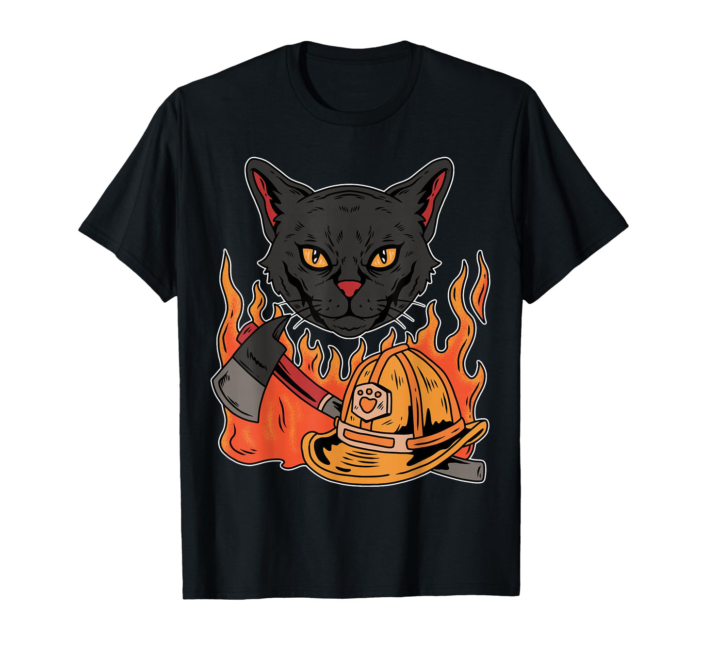 Funny Bombay Cat TUWQXF Cute Cat Lover Designs Unisex-Kids, Adults Cat Lovers All Ages Black Cat Funny Fireman T-Shirt
