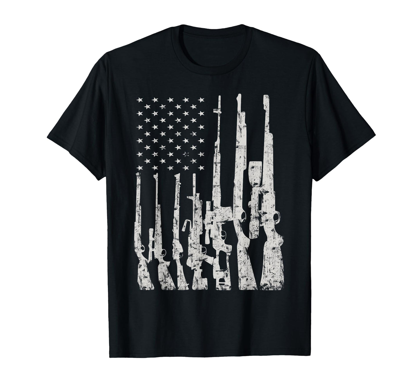 Big American Flag With Machine Guns T-Shirt Gun Flag Shirt T-Shirt