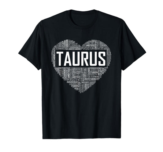 Taurus Zodiac Traits Horoscope Astrology Sign Gift Heart T-Shirt