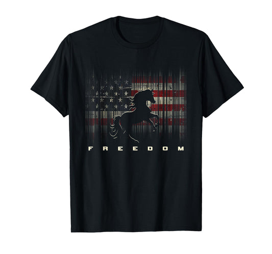 American Flag Horseback Riding Apparel - Horse T-Shirt