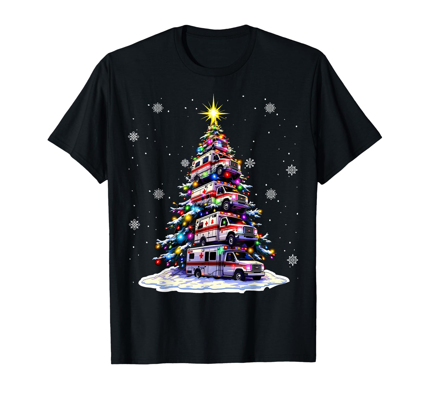 Ambulance Christmas Tree Funny Holiday EMS Medical Workers T-Shirt
