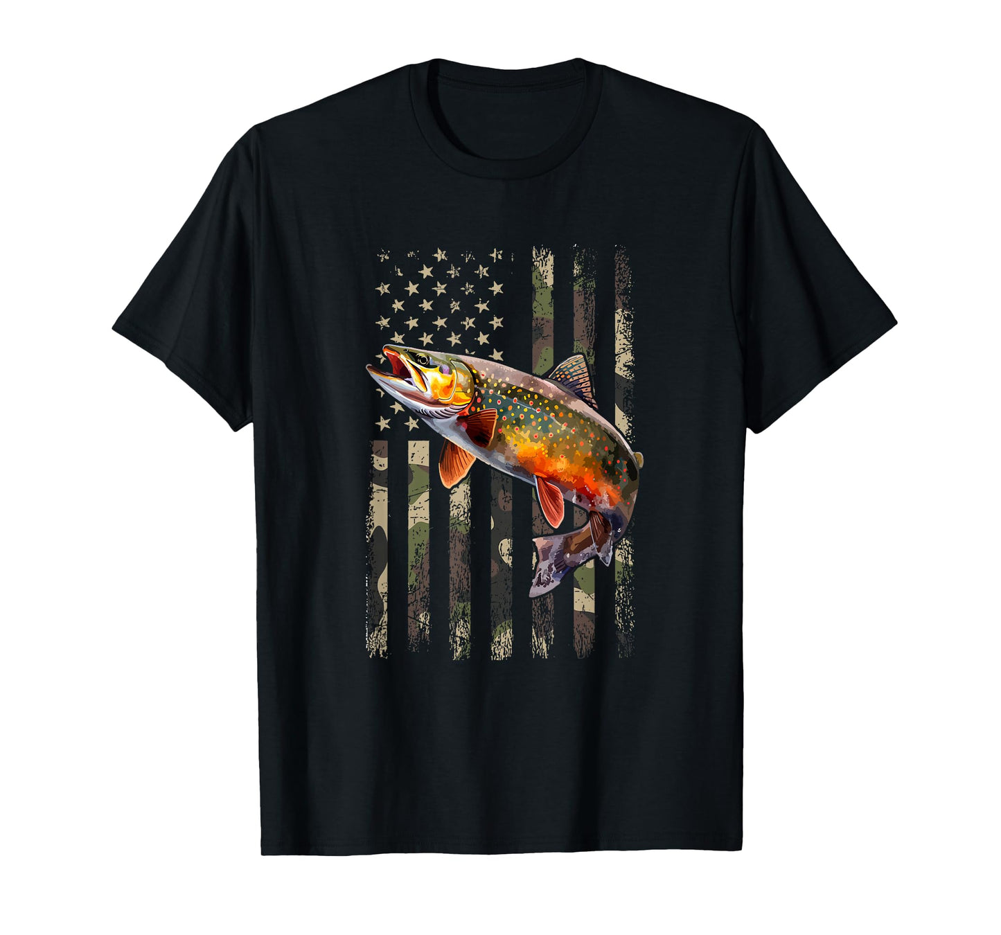 Speckled Brook Trout American Flag Fishing T-Shirt