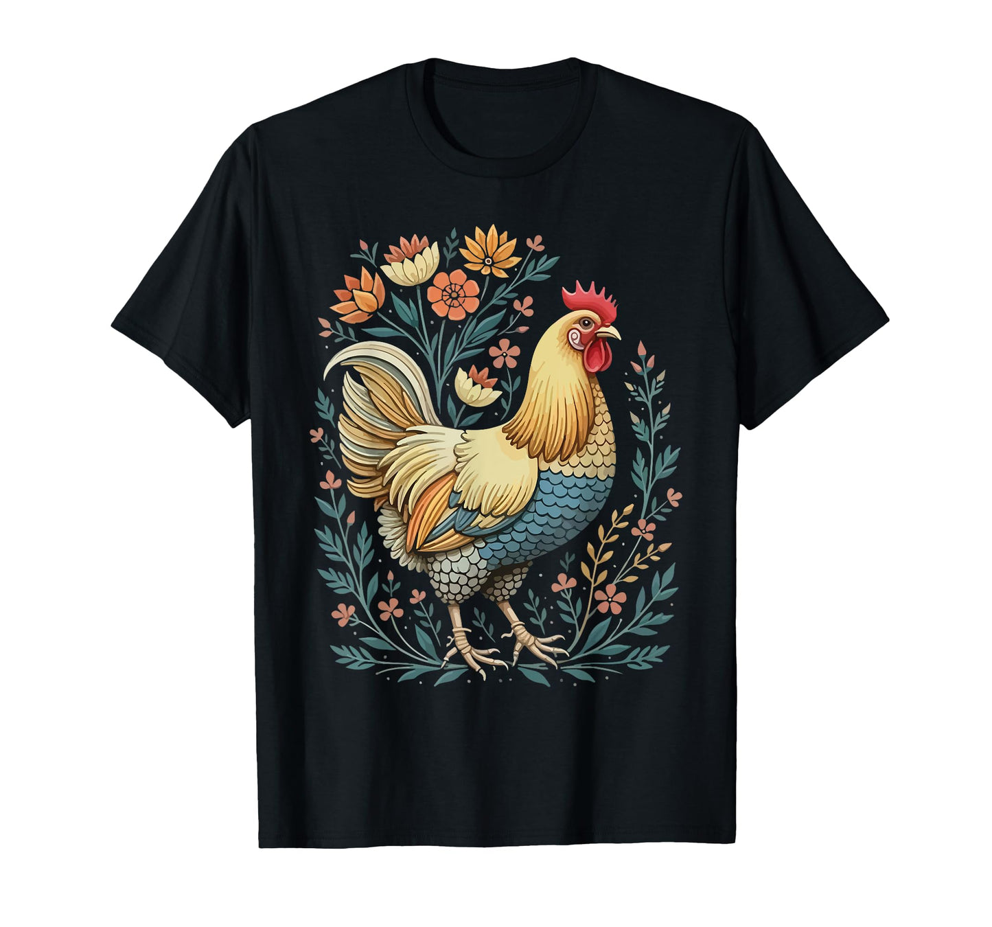 Chicken Florals Funny Farm Animals Farming Chicken Hen Lover T-Shirt
