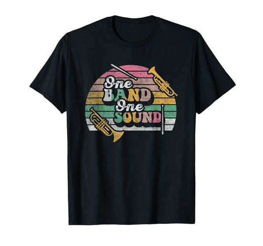 Retro One Band One Sound Marching Band Gift Senior Drumline T-Shirt
