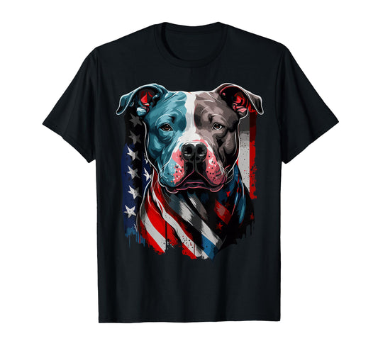 American Pitbull Terrier USA Flag Patriotic Dog T-Shirt