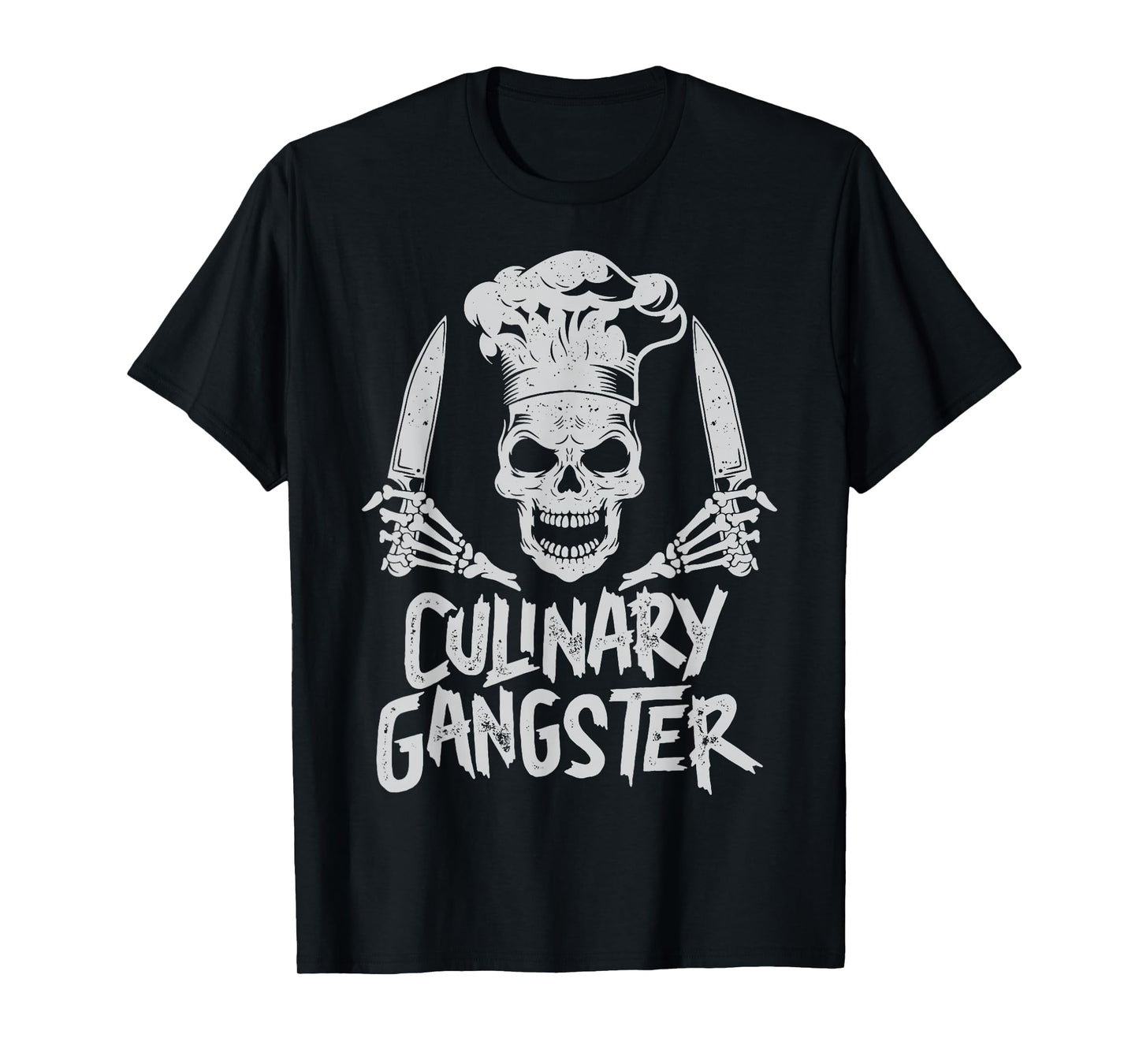 Chef Culinary Gangster Men Women Cook Skull Cooking Knife T-Shirt