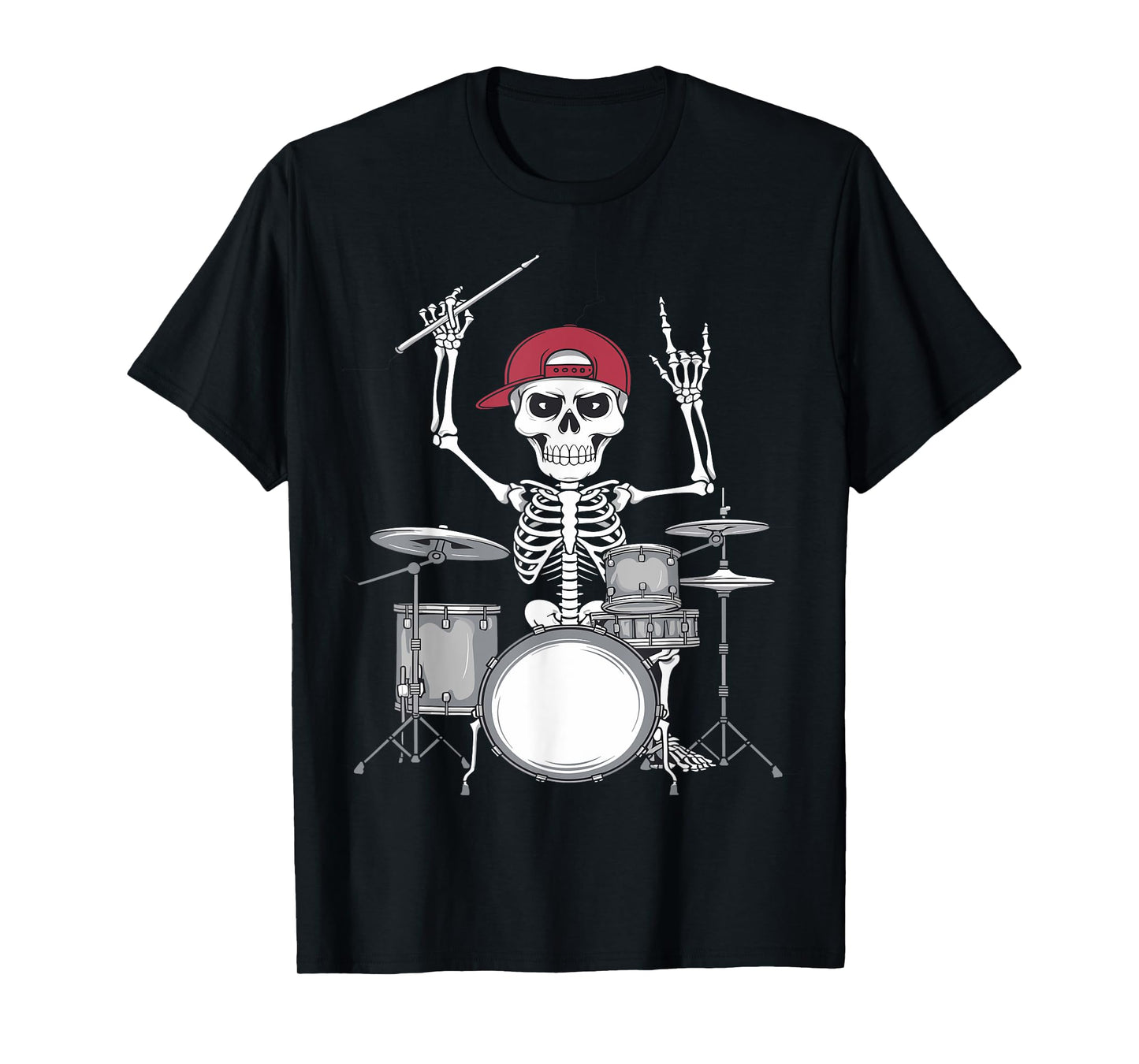 Skeleton Drummer Halloween Costume Playing Drums Boys Men T-Shirt