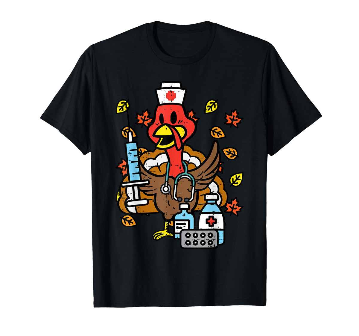 Turkey Nurse Thanksgiving Fall Scrub Nursing RN ICU ER Nicu T-Shirt