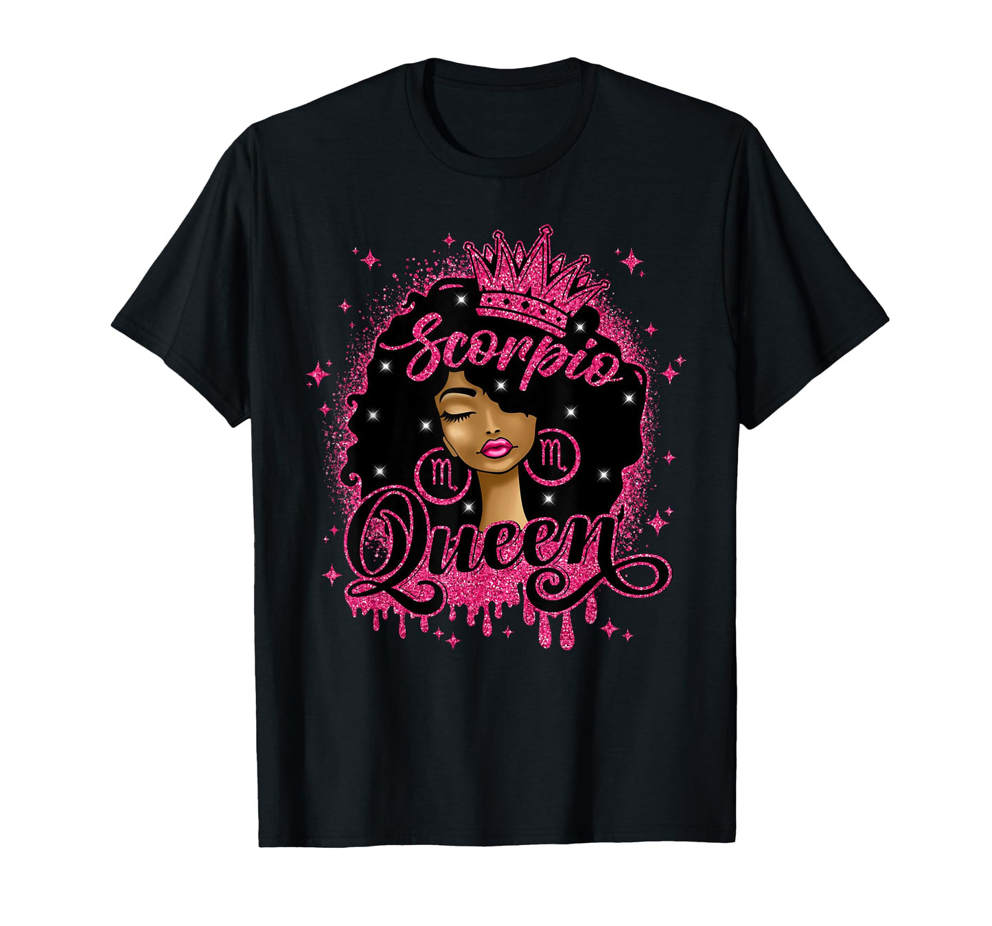 Scorpio Queen Afro Natural Hair Black Woman Zodiac Sign T-Shirt