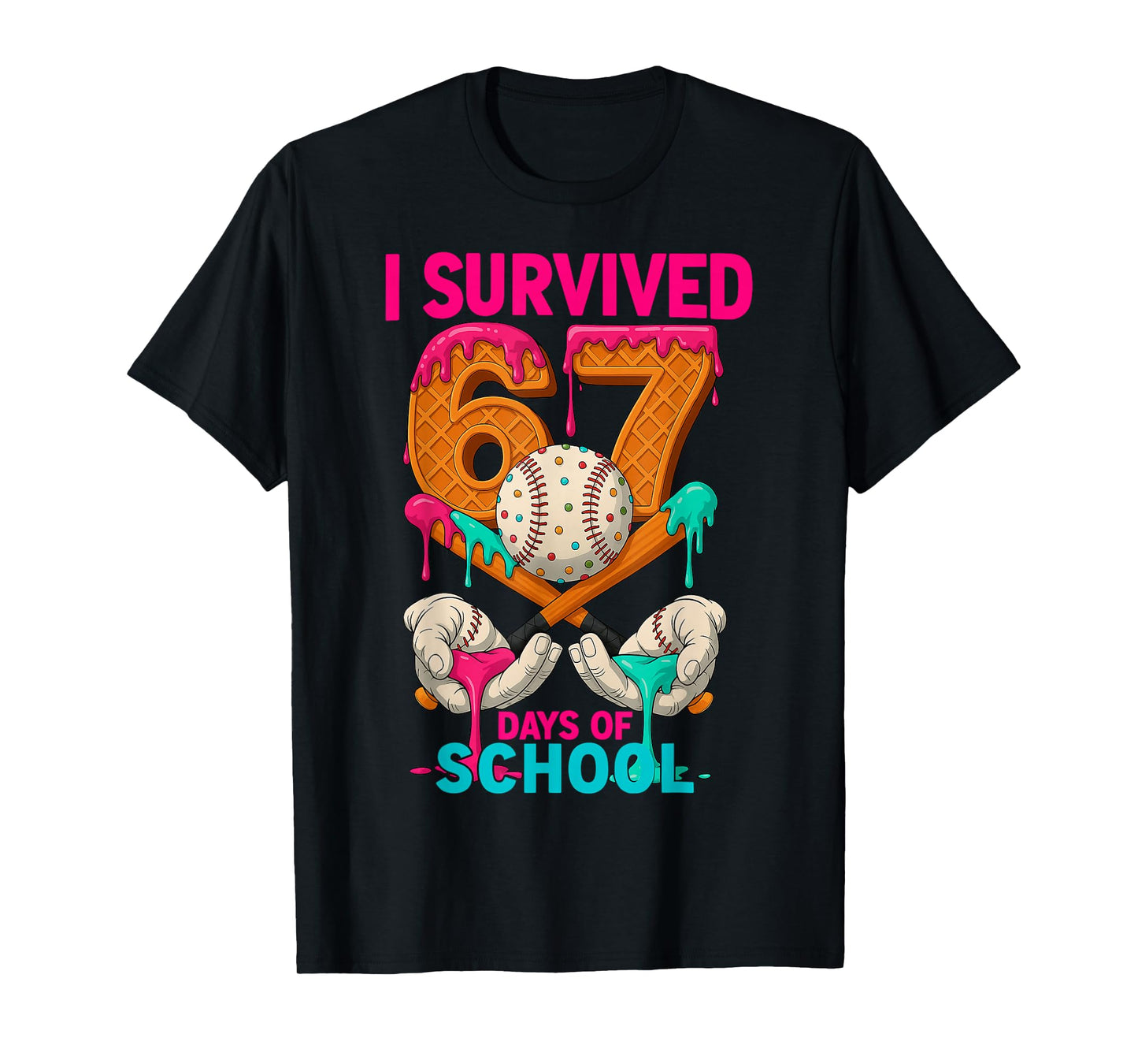 HUGvyn I Survived 67 Days of School Ice Cream Six Seven Meme T-Shirt