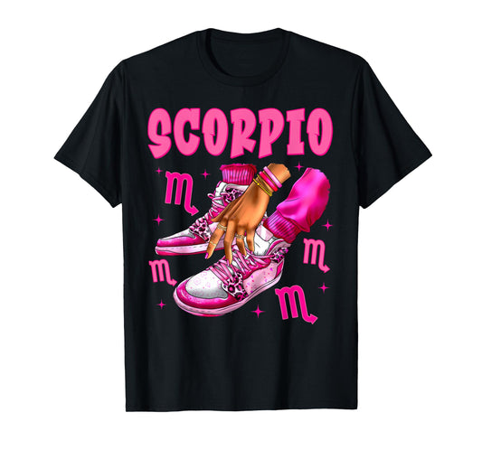 Scorpio Girl Birthday Black Woman Sneakers Zodiac Bday T-Shirt