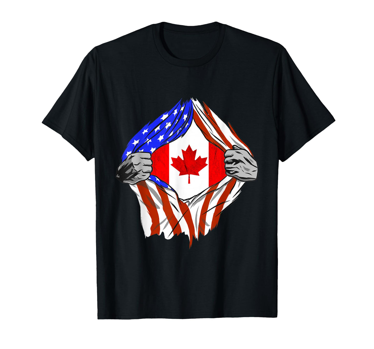 America USA Canadian Flag Chest Canadian Roots Canada T-Shirt