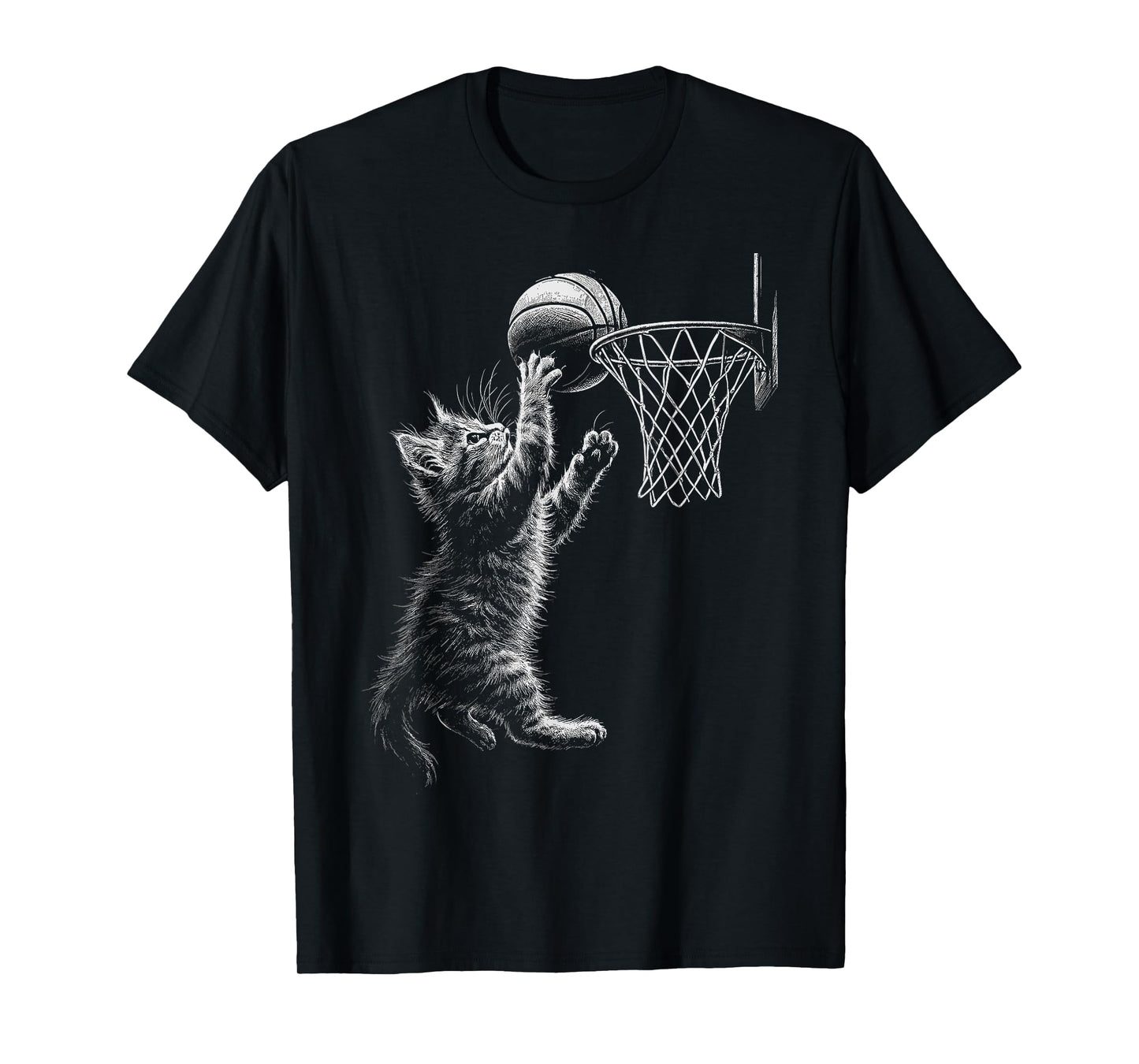 Cute Cat Playing Basketball Men Women Kids funny cat kitten T-Shirt