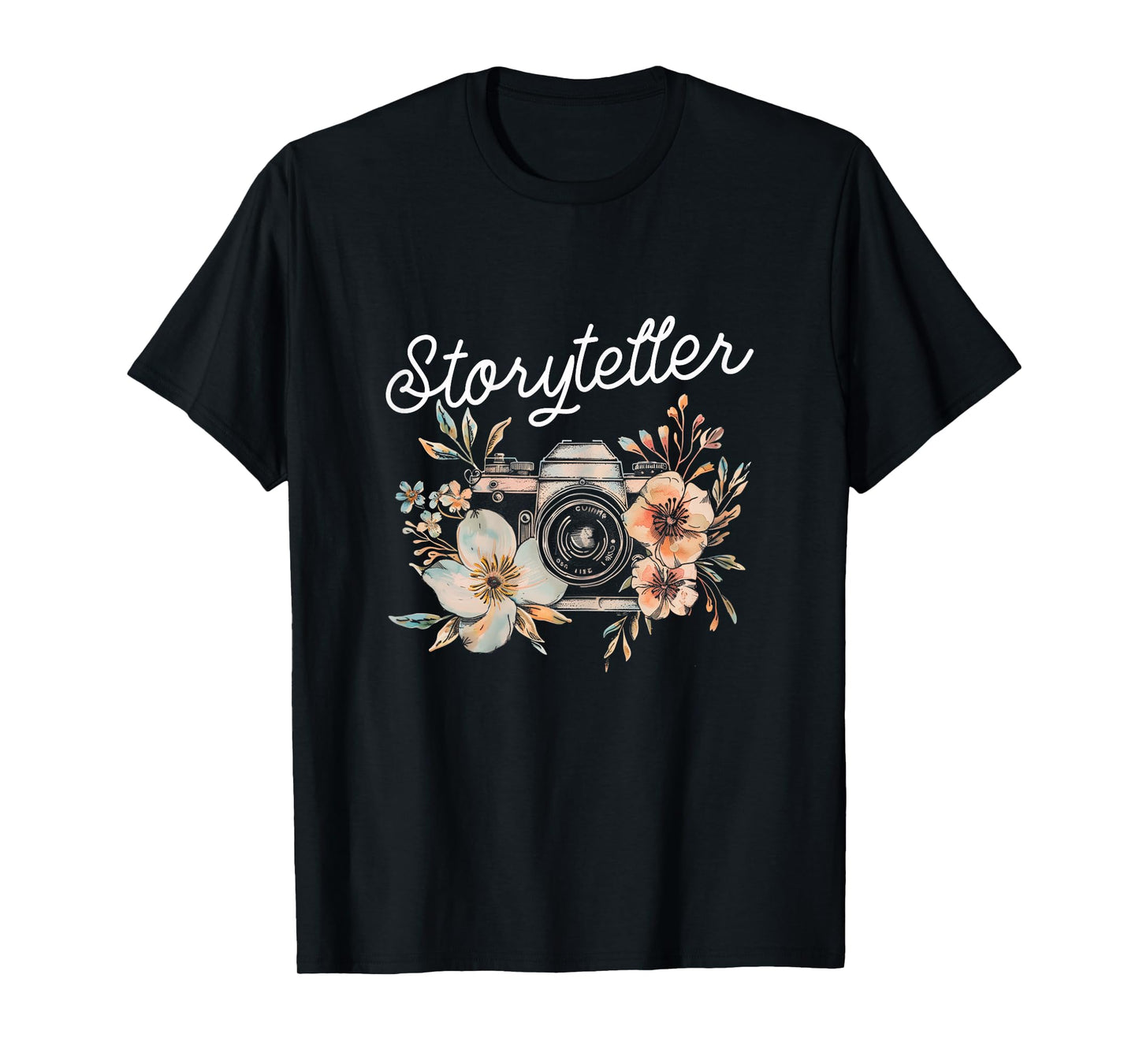 Photographer Storyteller Vintage Camera Flowers Photography T-Shirt