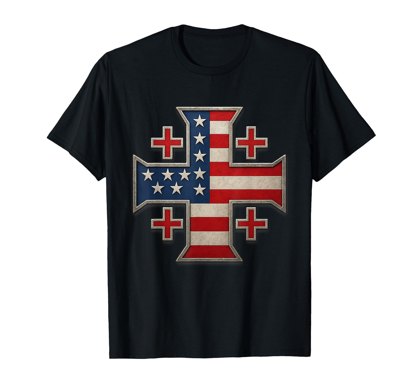 USA Flag Jerusalem Cross - Kingdom of Jerusalem T-Shirt