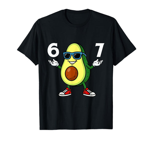 67 Avocado 6 7 Funny Cool Six Seven Meme Cartoon Boys Teen T-Shirt