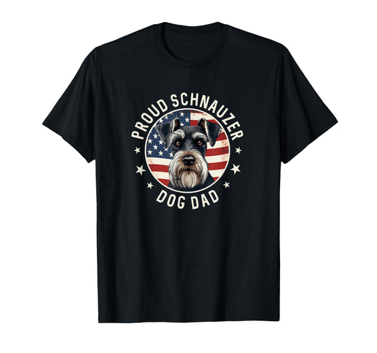 Proud Schnauzer Dad American Flag, Schnauzer Dog Dad T-Shirt