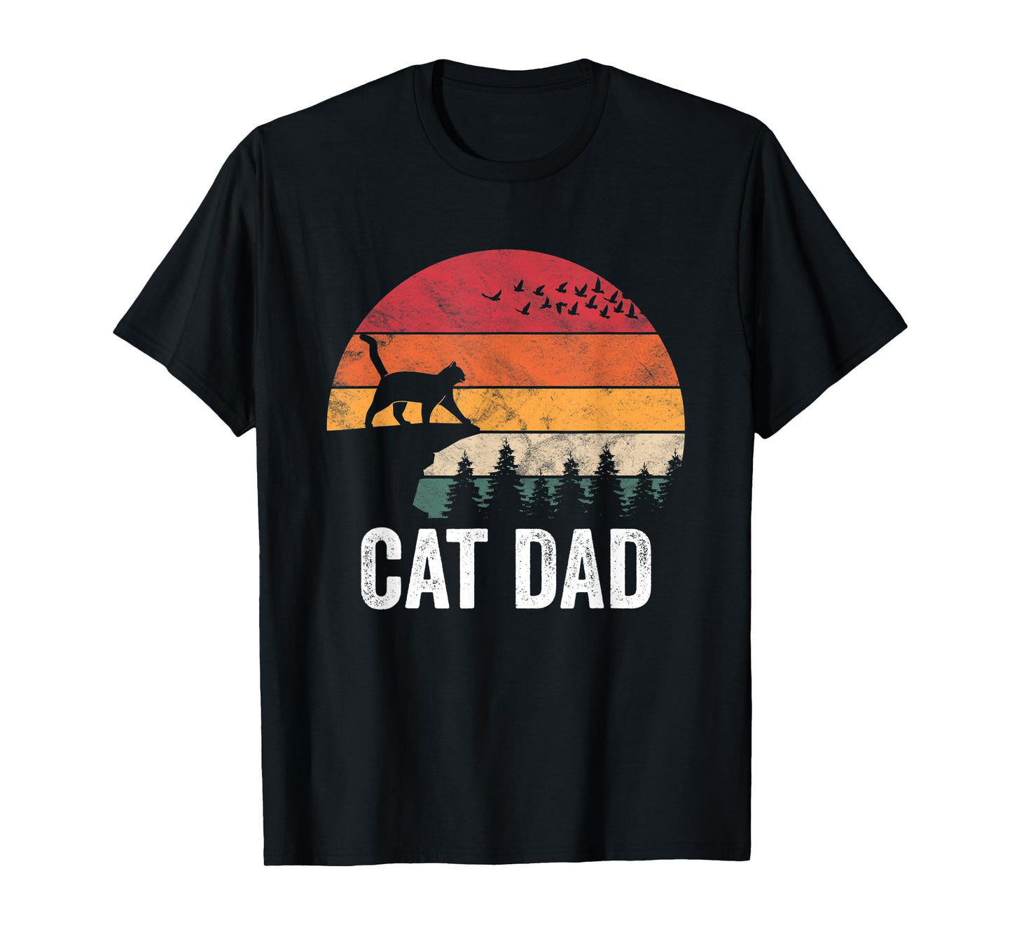 Mens Best Cat Dad Retro Cat Lover For Men Father T-Shirt