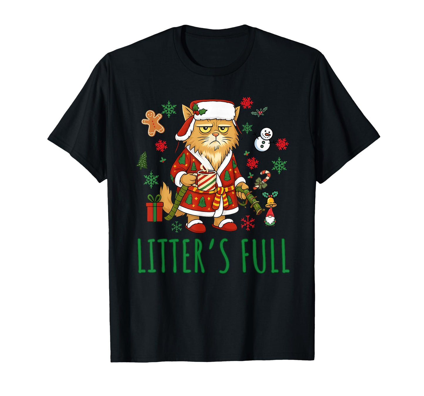 Litter's Full Funny Silly Cat Holding Coffee Meme T-Shirt