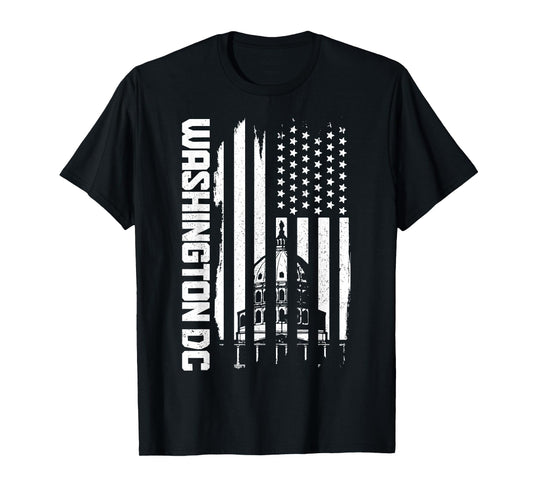 Washington D.C. USA American Flag Patriotic Vintage T-Shirt