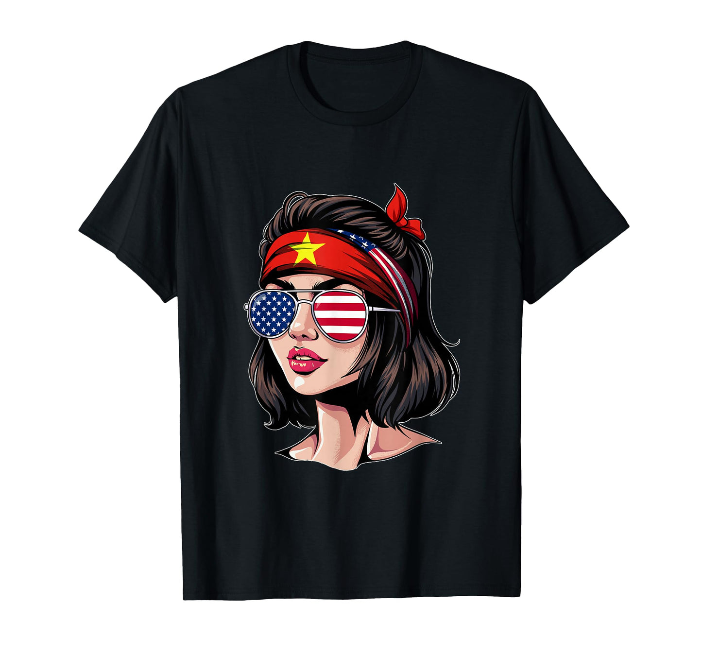 Half American Vietnamese Girl USA Vietnam Flag T-Shirt