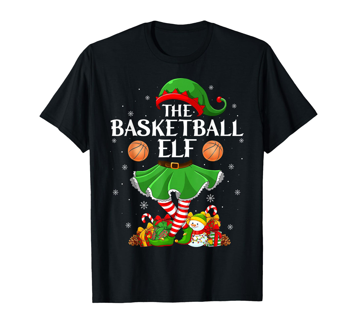 Basketball Elf Christmas Family Elf Squad Xmas Girls Women T-Shirt
