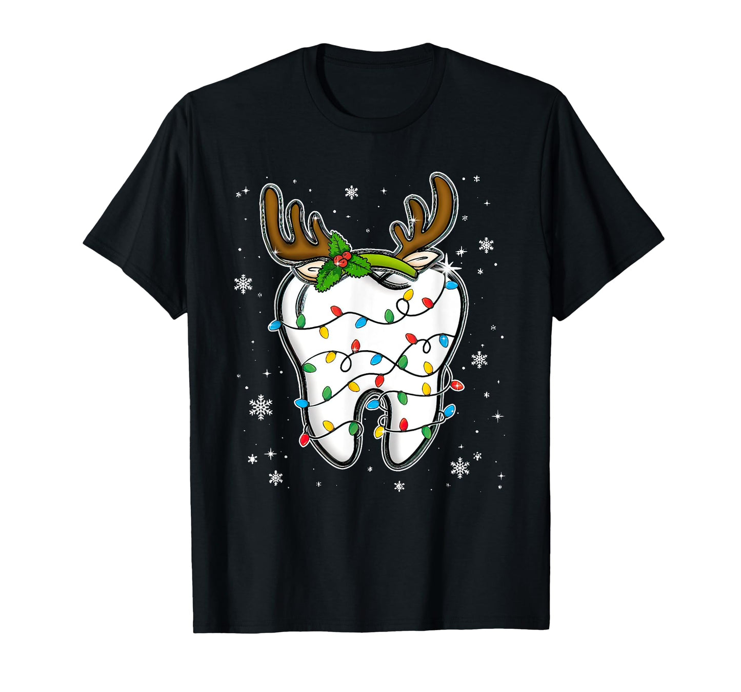 Christmas Dentist Dental Tooth Light Xmas T-Shirt