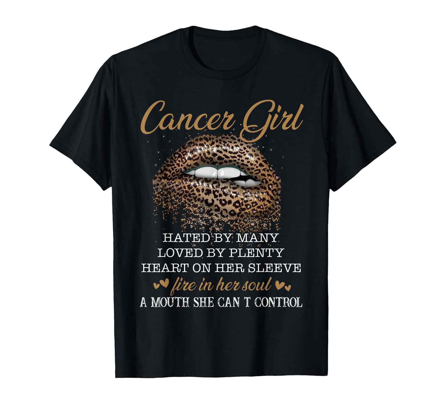 Birthday Gifts For Cancer Zodiac Girl Woman With Leopard Lip T-Shirt