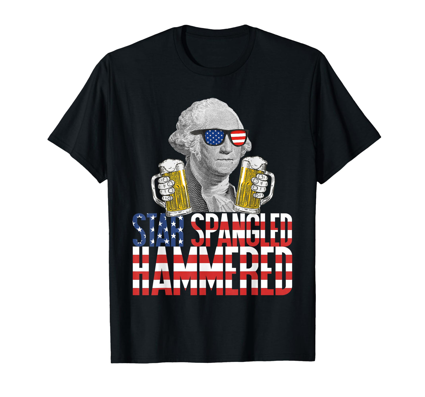 Star Spangled Hammered George Washington Beer Lover T-Shirt