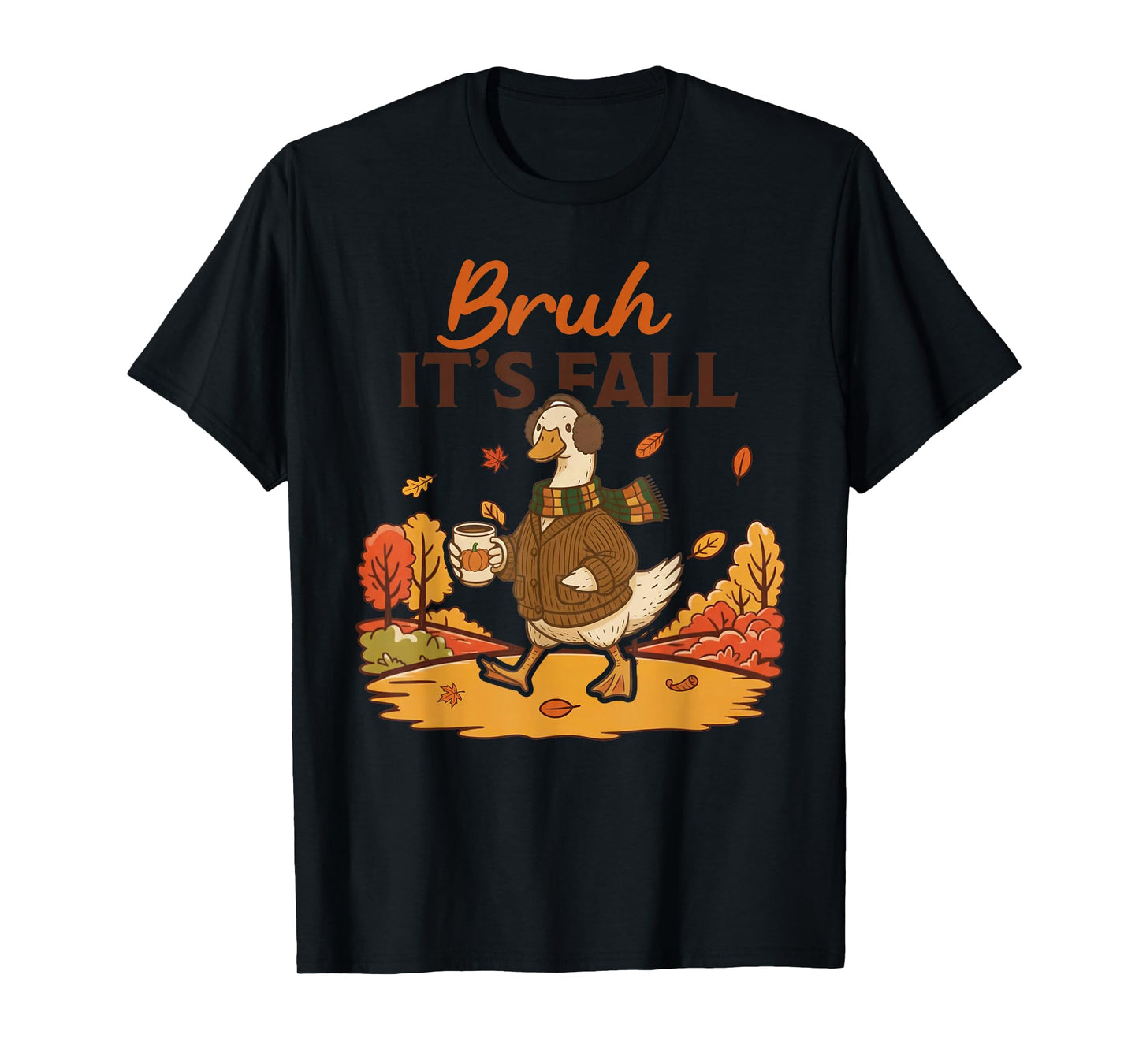 Cute Fall Goose Autumn Leaves Cozy Sweater Weather T-Shirt