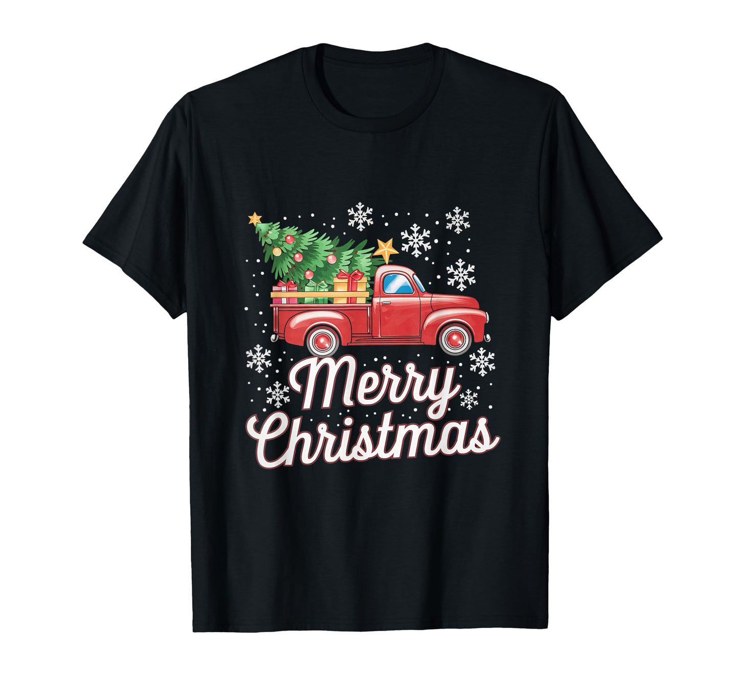 Vintage Red Truck Merry Christmas T-Shirt