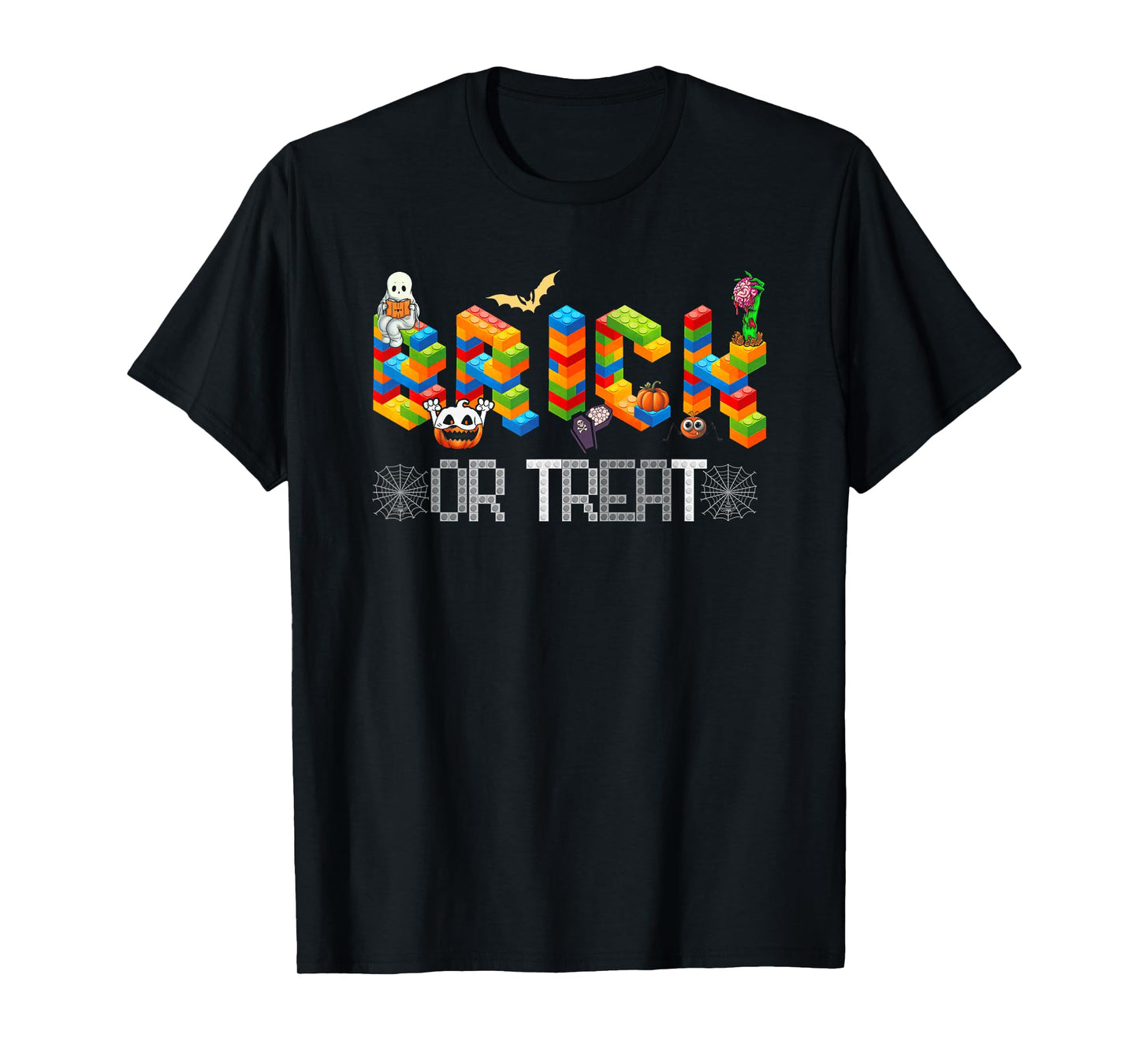 Block Building Halloween Brick Or Treat Kids Master Builder T-Shirt
