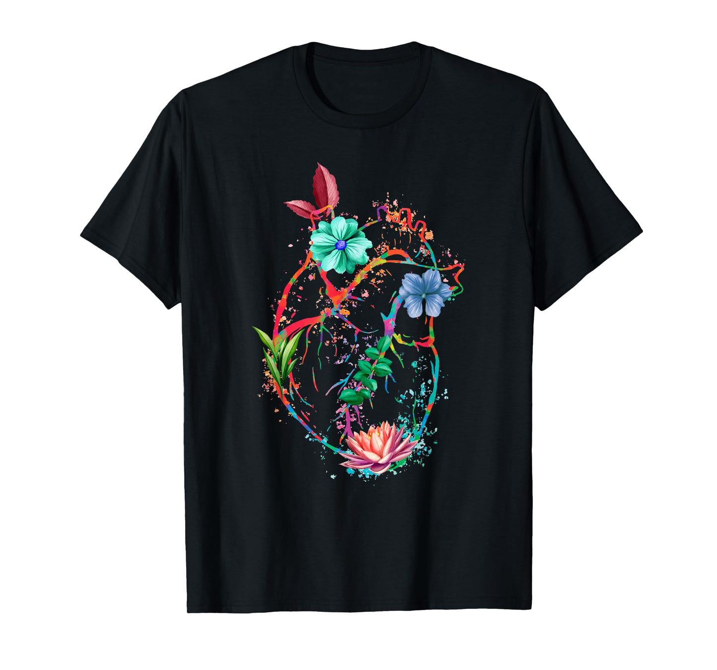 Anatomical Heart And Flowers Funny Men Women Cardiologist T-Shirt