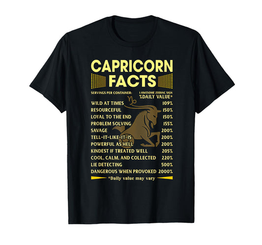 Capricorn Facts Zodiac Funny Capricorn Birthday Gift T-Shirt