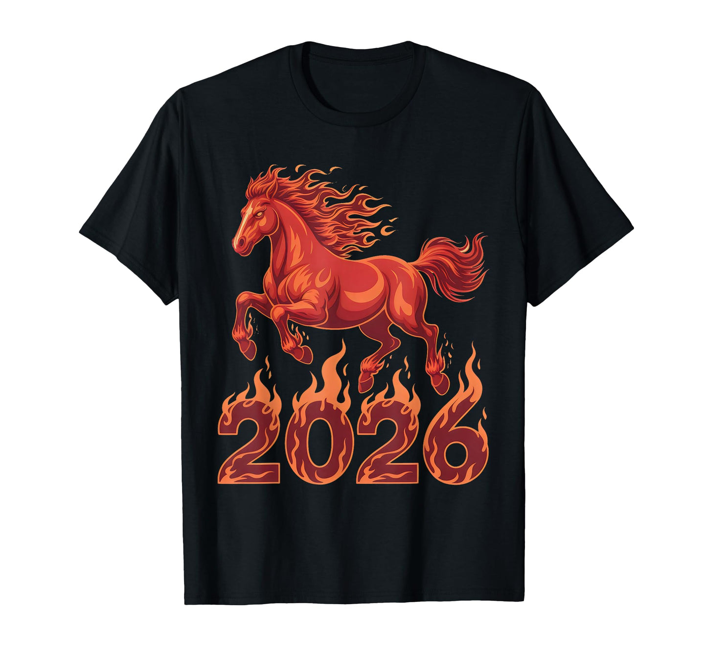 Year of The Fire Horse 2026 Chinese Zodiac Rearing Horse T-Shirt