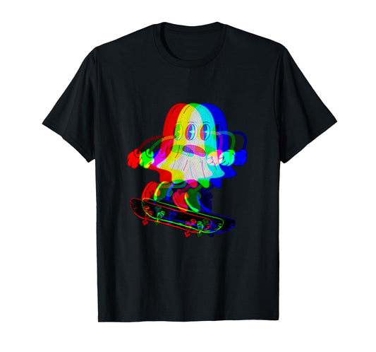 Trippy house music ghost Halloween Techno Rave skateboarding T-Shirt
