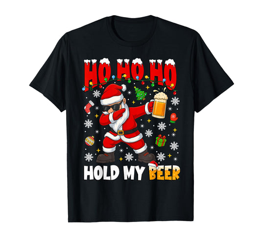 Ho Ho Hold My Drink Cool Dabbing Santa Christmas Xmas Men T-Shirt
