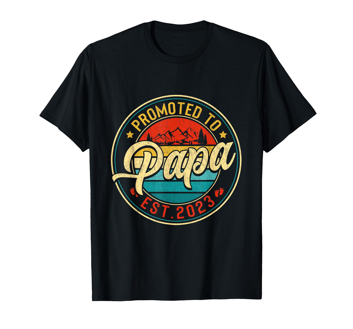 Mens Retro Vintage Promoted To Papa Est 2023 Men Family T-Shirt