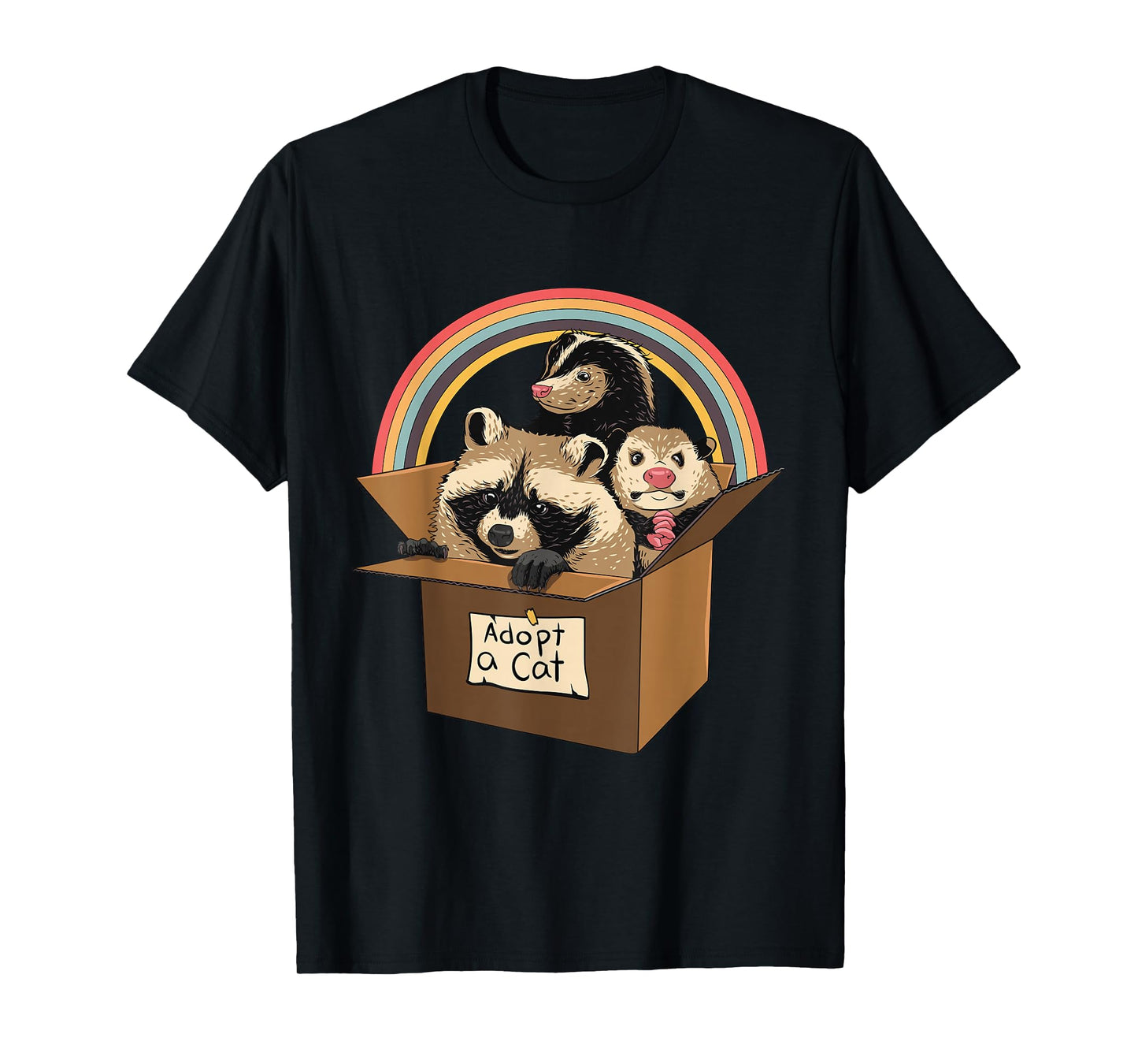 Adopt a Cat Raccoon Opossum Skunk Street Cat Trash Panda T-Shirt