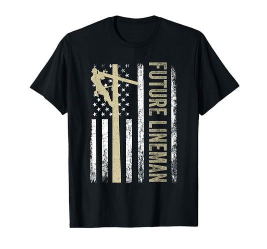 Future Lineman American Flag Electric Cable 4th of July T-Shirt