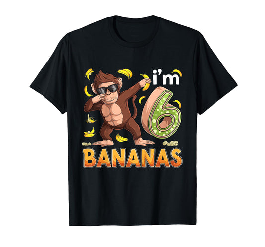6 Year Old Monkey Birthday Safari Jungle Animal 6th B-day T-Shirt