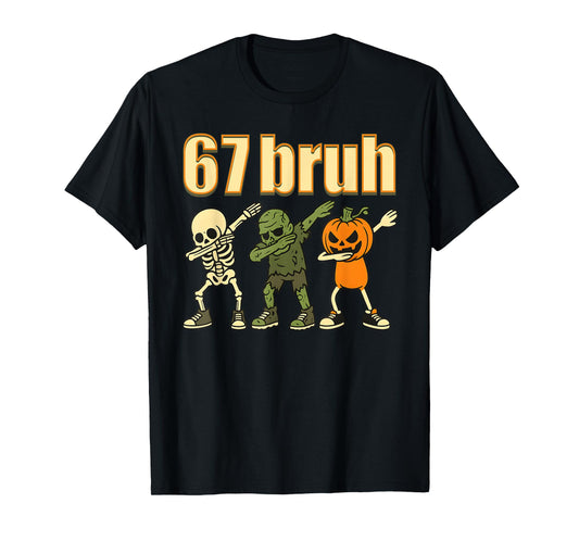 67 Halloween Bruh Funny Brainrot Meme Six Seven Boys Kids T-Shirt