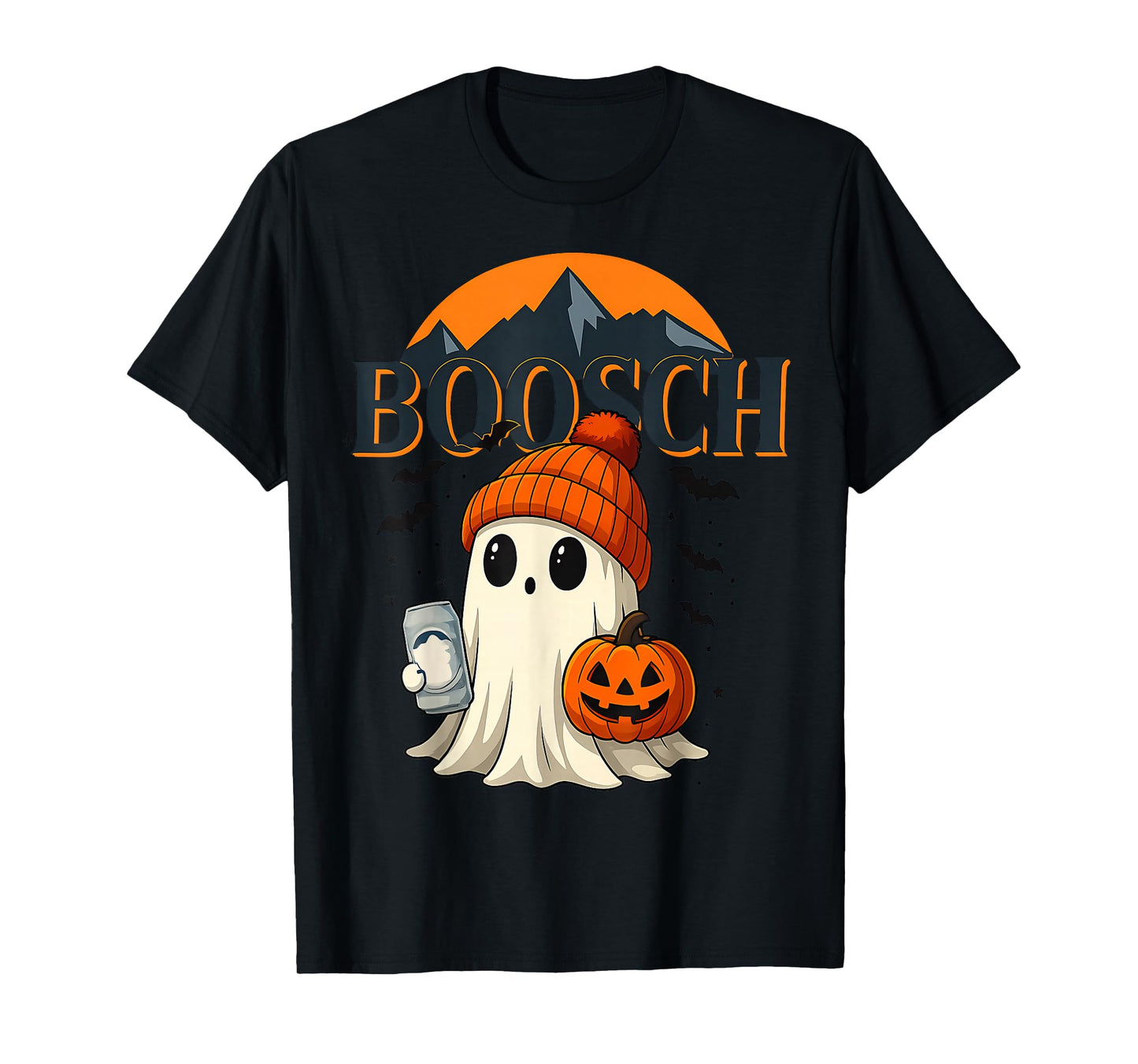 Boosch Halloween Cute Ghost Drinking Beer Halloween Party T-Shirt