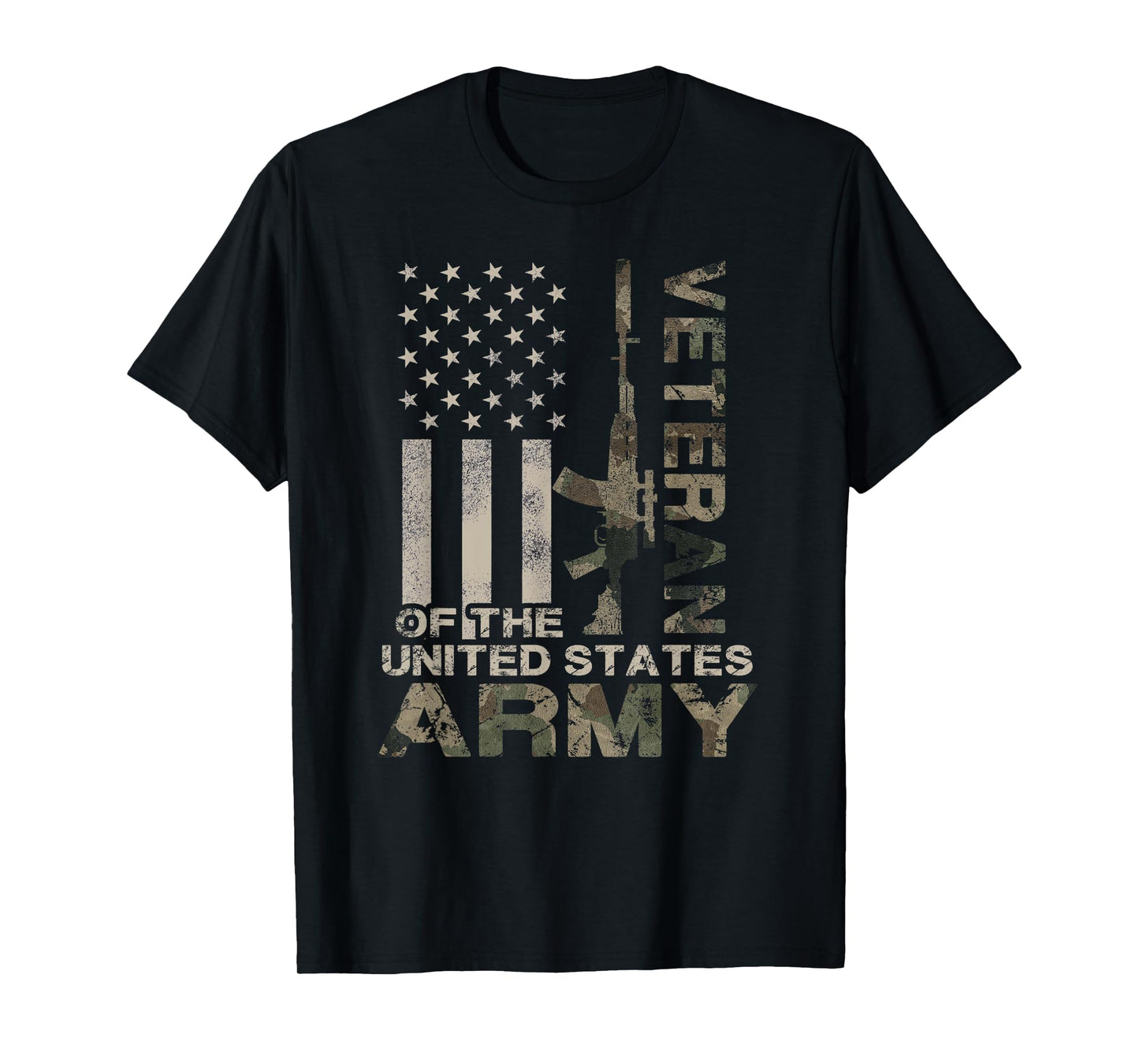 US Army T-Shirt | Military Green Camo Flag Retro Design Gift T-Shirt