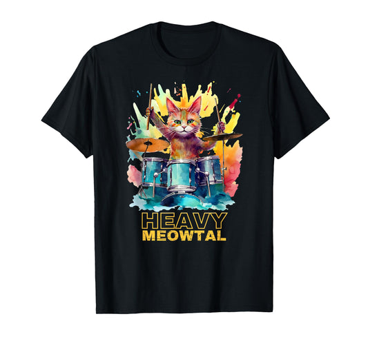 Heavy Meowtal - Cat Playing Drums - Design for Drummers T-Shirt