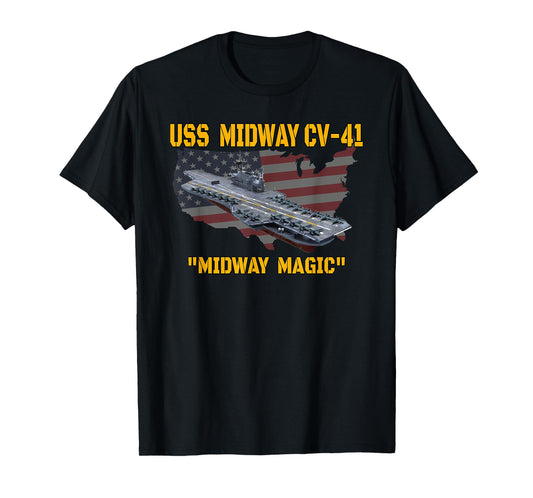 Aircraft Carrier USS Midway Veterans Day Fathers Day Grandpa T-Shirt