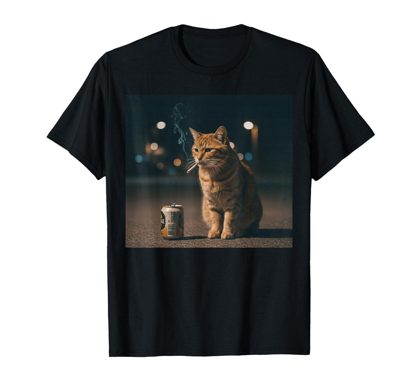 Funny Smoking Orange Cat Meme T-Shirt
