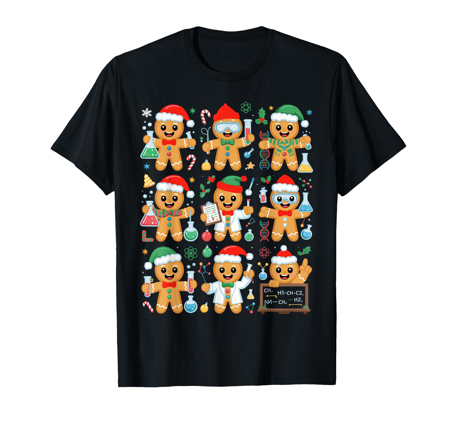 Christmas Science Teacher Gingerbread Laboratory Teacher T-Shirt