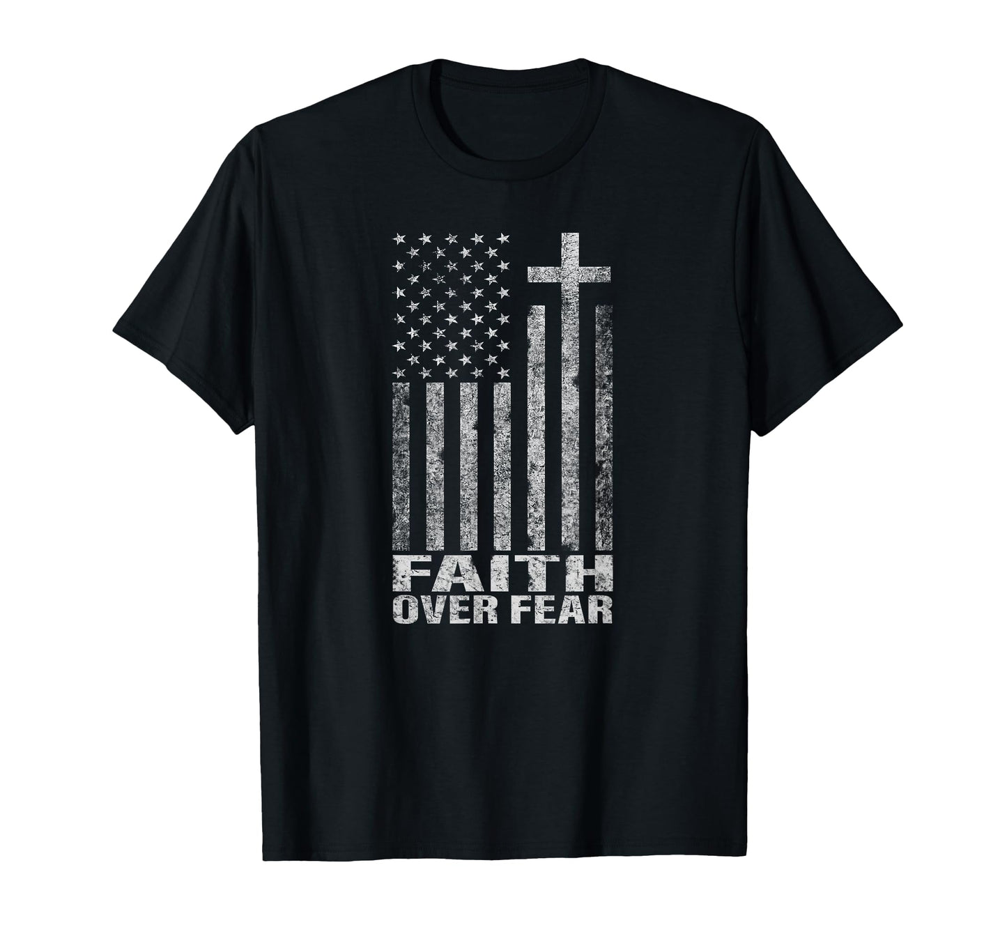 Faith Over Fear Cool Christian Flag Cross for Men Women Kids Short Sleeve T-Shirt